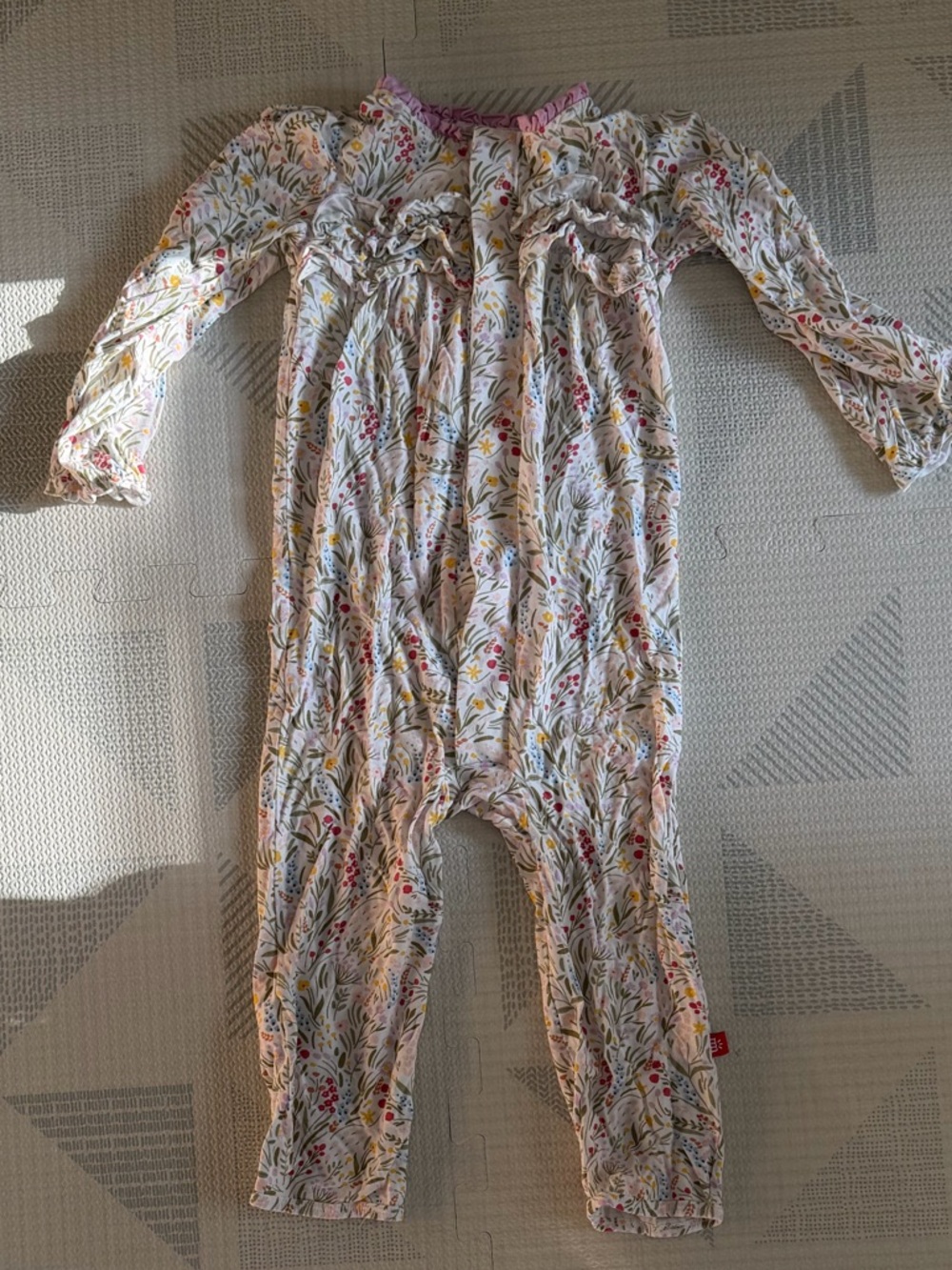 Magnetic Me Floral Onesie with Pink Trim - Modal - 18 months